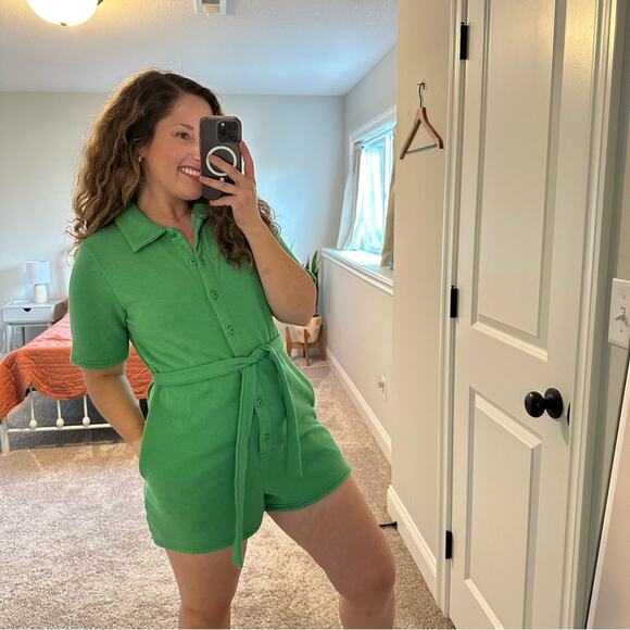 NWT Xirena Green Bamboo Cotton Soft Romper Belted Small - Picture 4 of 13